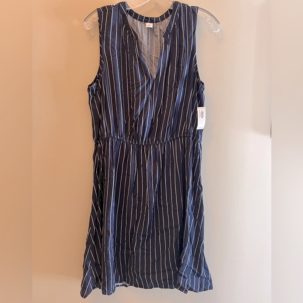 Old Navy Navy Blue and White stripe Dress